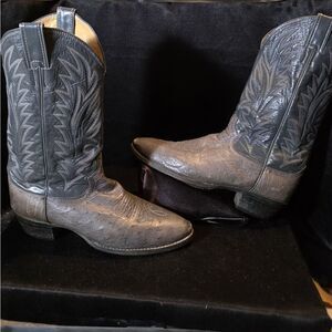 Justin Boots Gray Ostrich Mens 8.5